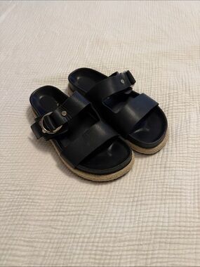 Women’s Black Slide Sandals with Buckle